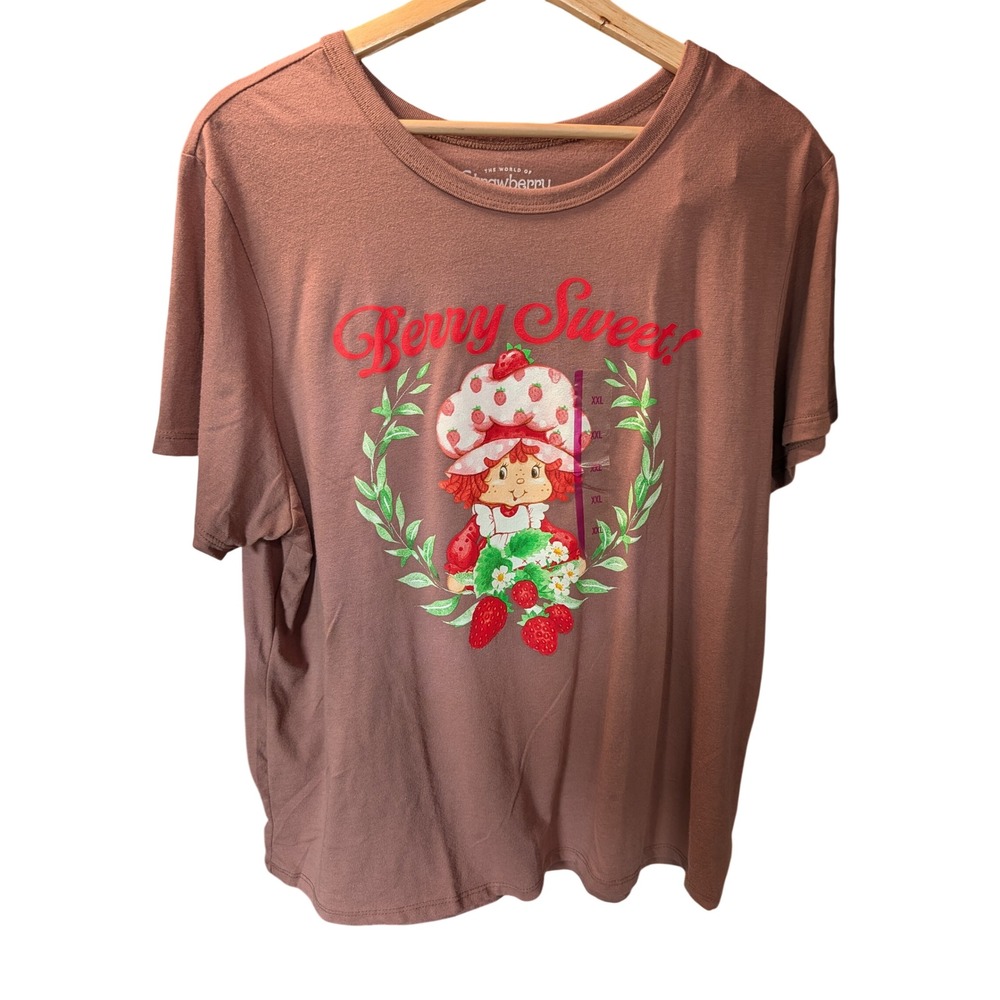 Strawberry Shortcake Graphic Tee Women XXL Brown Excellent Retro Berry Sweet